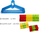 Swastik Housewares Combo of Hanger- 6 Pcs & Cloth Clip-24 Pcs