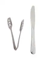 Urban Buy Stainless Steel Momo Tong with Stainless Steel Cheese Butter Knife and Multicolour, Pack of 2