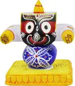 Real Craft Multicolor Ceramic Lord Jagannath Statue For Car Dashboard Pooja And Gift
