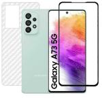 Hobbytronics Samsung A73 5G Black Scratch Resistant, Anti Fingerprint with Bubble Proof, Tempered Glass and Back Screen Protector (18 x 10 x 1.5 cm) pack of 2