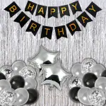 House of Banter Silver & Black Theme Birthday Decorations for Boys, Girls, Adults - Gold, Black & Blue Birthday Decorations - Star Theme Birthday Decorations