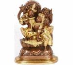 Idol Collections Brown Brass Krishna Murti Statue Devotional Love Home Décor, 6 Inch