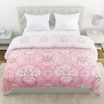A Homes Grace Floral Pink Polyester Reversible Double Bed Comforter For All Seasons, 230 X 240 cm