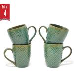 The Earth Store Absinthe Green Microwave Safe Ceramic Coffee with Handle Ceramic Coffee Mug (300 ml, Pack of 4)