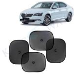Kingsway Car Curtain Sticky Sun Shade Universal Use for Skoda Superb, 2020 Onwards Model, Color : Black, Mesh, Pack of 4 Piece Car Sun Shades Blinds Cover