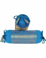 Lal Haveli Blue Silk Self Design Cushion Cover 20.32 Cm X 45.72 Cm - Pack Of 2