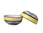 Caffeine Yellow, Gray Stoneware Dessert Bowl (Set Of 2)