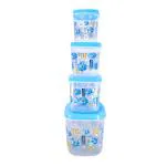Salvani Storeking plastic airtight flower printed container set of 4 (10000 ml,7500 ml,5000 ml, 3500 ml)