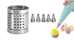Blue Wonder Stainless Steel Cutlery Holder With Cake Decorating 6 Pcs Nozzle and (Multicolour, Pack of 2)