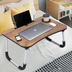 Kiva Matte Finish Type Wood Smart Multi-Purpose Portable Laptop Table with Dock Stand and Coffee Cup Holder engineered Wood Foldable Legs Portable Laptop Table