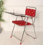 Essential world Wrought Iron Folding Study Chair with Cushion & Adjustable Writing Pad (Red Color)
