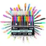GOLD LEAF 48 Colorful Neon Glitter Gel Ink Pen Set For Kids Adults Artists Gifts Writing Drawing
