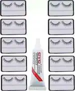 BUYTYA False Eyelash with Glue (Pack of 10)
