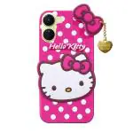 Fastship Silicone soft Hello Kitty with Pendant Case proper fit Back Cove for Vivo T2x 5G - Pink
