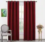 RIDHAAN 100% Room Darkening Solid Blackout Window Curtain 5 feet set of 2 for Bedroom and Living Room | 3 Layers Weaving Technology Thermal Insulated Heavy Polyester Curtain | Maroon Curtains