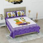 UniqChoice 100% Cotton Purple Color Printed Double Bedsheet With 2 Pillow Cover(233_Purple)