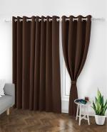 TopDrapes Room Darkening Blackout Window Solid Curtain with Tie Back 5 feet 1 Pcs ( Brown Colour )