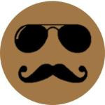 Blackdreams Brown Round Smiley With Mustache And Goggles Self Adhesive Sticker - 25 Mm (Pack Of 1000)