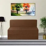 COZY COMFORT Folding Sofa Cum Bed for Home & Living Room | Mattress- Perfect for Guests | Jute Fabric (Brown, 4 * 6 Feet)