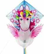 TLISMI Cute Flying Unicorn Styled Classic Diamond Shape Push-Pull Designed Easy to Flying Kite for Beginner Children, Boys, Girls, Kids, Outdoor Fun Sports