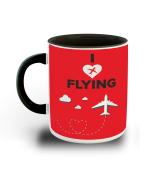Whats Your Kick I Love Flying Quotes With Red Background Printed Black Ceramic Coffee Mug 325 ML