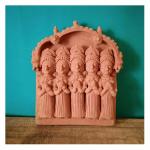 Prosperity Handmade Wall Decor | Showing Tile Showpiece | Molela Terracotta Wall Hanging | Classic Decorative Interior Exterior Terracotta Unique Crafted Panch Putli Panel for Wall Décor (Length 22.5 x Width 2.5 x Height35 cm, Brown)