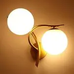 Desidiya Gold Modern Dual Globe Wall Lamp Light For Bedroom Living Dining Room (Bulb Not Included - Pack Of 1)