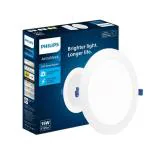 PHILIPS Astra Sleek 15-watt Round LED Polycarbonate (PC) Downlighter | LED Ceiling Light for Home and Hall | Cut Out: 140 mm, Color: Cool Day Light, Pack of 1