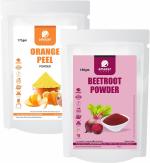 Amazercare Beetroot + Orange Peel Powder Combo, Skin Glow, De-Tan Face Pack & Hair Care, 100% Natural (150Gm + 175Gm, 2 Pouches)