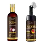 OLIXO Onion Black Seed Hair Oil - 100 ml & Apple Cider Vinegar Foaming Face Wash - 150 ml