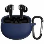 Badshah Earphone Case Cover for Boat Airdopes 181, Soft Silicone Skin Case Cover Shock-Absorbing Protective Case with Keychain [Front LED Visible] - Blue EARPHONE/BLUETOOTH/AIRPODS- *NOT INCLUDED* ONLY CASE COVER IS AVAILABLE IN BOX