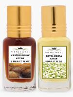 Menjewell Combo Pack Of 2PCs Attar(Kasturi Musk 5ML,Royal Mogra 5ML) 10ML Attar Perfume (Floral)