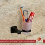 GOSAI Stainless Steel Matt Black Premium Bathroom Accessories Pyramid Toothbrush Holder | Tumbler Holder | Brush Stand for Home