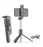 Bypor R1S 3In1 Selfie Stick Wireless Bluetooth Remote Control Video And Picture Catcher Selfie Stick Tripod, Supports Up To 600 G, Black (Combo Of 2)