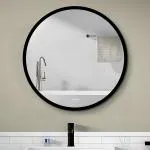 Plantex Platinum Heavy Duty Steel Round Shape Bathroom Cabinet with Mirror Door/Bathroom Accessories (Black - 20 x 20 Inches)