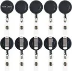 Shining Zon Round Shape Yo-Yo Retractable Key Ring for ID Card Holder (Black Pack Of 50)