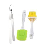 First Front Stainless Steel Roti Chimta Tong With Silicon Basting Big Spatula Set and Multicolour, Pack of 2