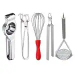 DreamBasket Lemon Squeezer & Pakkad & Egg Whisk & Roti Chimta & Potato Masher for Kitchen