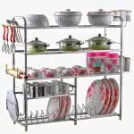 AVAIL 30 x 31 Inch | 5 Layer Dish Rack| Steel Kitchen Stand | Kitchen Storage Rack | Modern Kitchen Stand | Utensil Kitchen Rack (Steel)