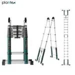 Plantex Dual Telescopic Extension Portable Folding Aluminium Ladder/4 meters(26 ft.) 20-Steps Telescopic Ladder for Home/Industrial Use - (Green)