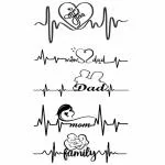 Voorkoms Mom Dad Line and Heart Tattoo Waterproof For Boys and Women Temporary Body Tattoo