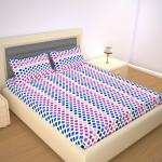 Home Plus Studio White, Pink, Purple Cotton Double Geometric Flat Bedsheet, Thread Count - 120