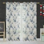 JARS Collections Set of 2 Net Sheer Aqua Tissue floral Window Curtains(4x5 ft)