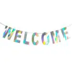 Festiko Holographic Welcome Banner Decorations Sign, Hanging Bunting String Flag Garland For Welcome, Deployment Homecoming, Family Reunion, Military Homecoming Party