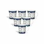 Femora Indian Handcrafted Blue Design Ceramic Cup 150 ml (Set of 6)