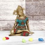 ARTVARKO Handmade Brass Indra Dev Idol Statue - 6 inch