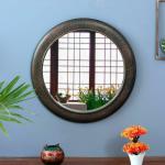 Craft Tree Wooden 24 x 24 Inch Hand Painted Framed Round Mirror