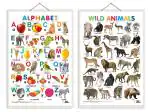 GO WOO Combo of 2 Alphabet and Wild Animals Educational Posters | Charts for Kids