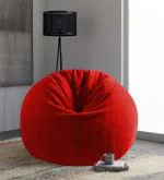 Mollismoons Bean Bag Fur Bean Bag Sofa Without Beans Very Attractive and Luxury Fur and Leather Beanbag Bed Bean Bag Lounger Bean Bag Couch Best beanbag (XXXL Size Bean Bag Cover, Bean Bag red Fur)