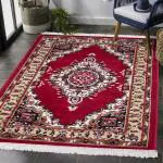 Gaba Carpet Galore Red Polyester, Polypropylene, Jute Persian Carpet, 7 X 10 Ft